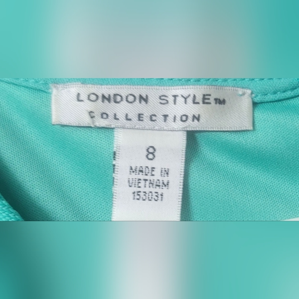 London Style Collection Teal Lace A-line Dress - Picture 5 of 6